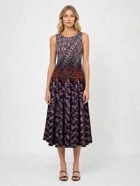 Missoni Knit Lamé Sleeveless Midi Dress IT 38 US 2 Pink Purple Metallic